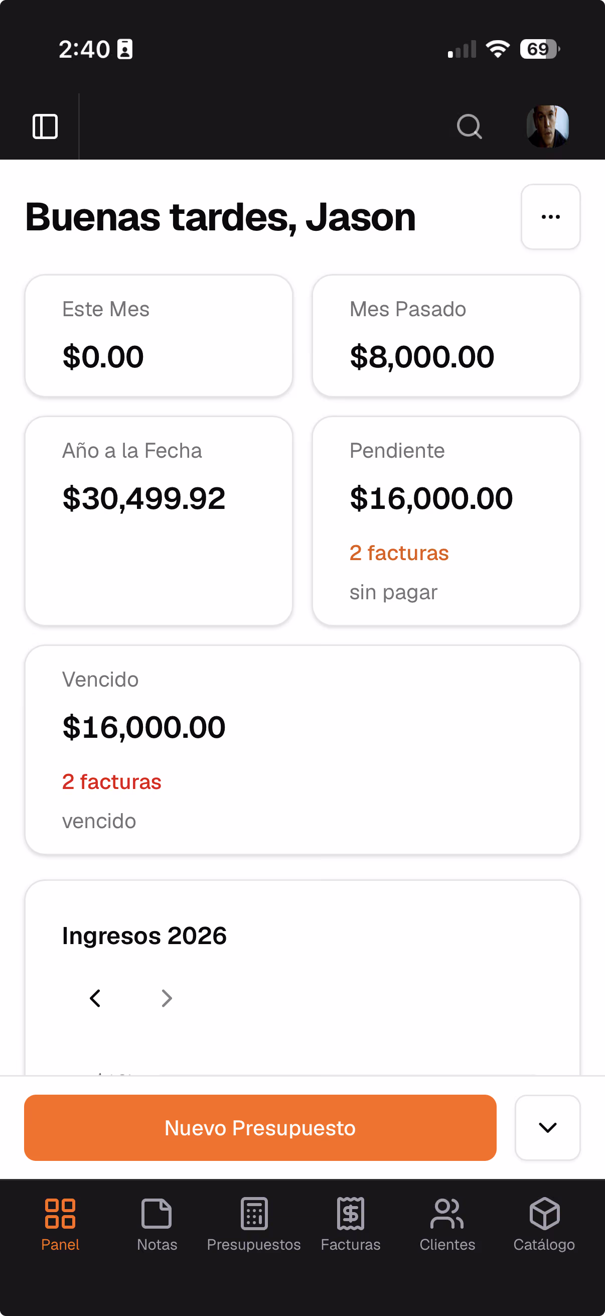 Panel de Jobkore en móvil